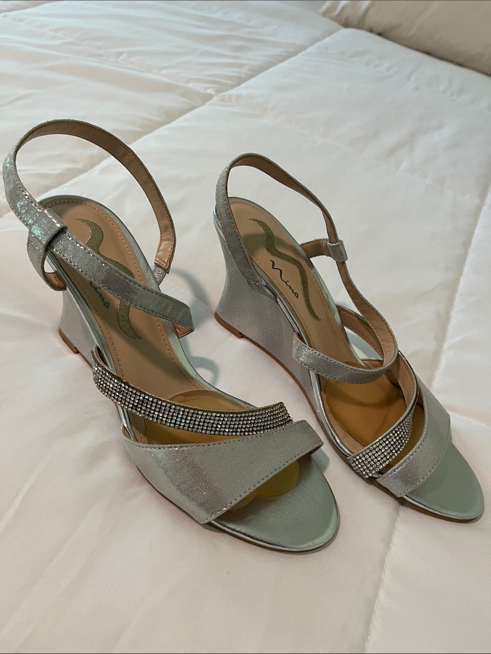 Women’s Nina Dressy Silver Wedge Sandals